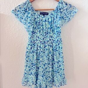 Blue and white floral romper.